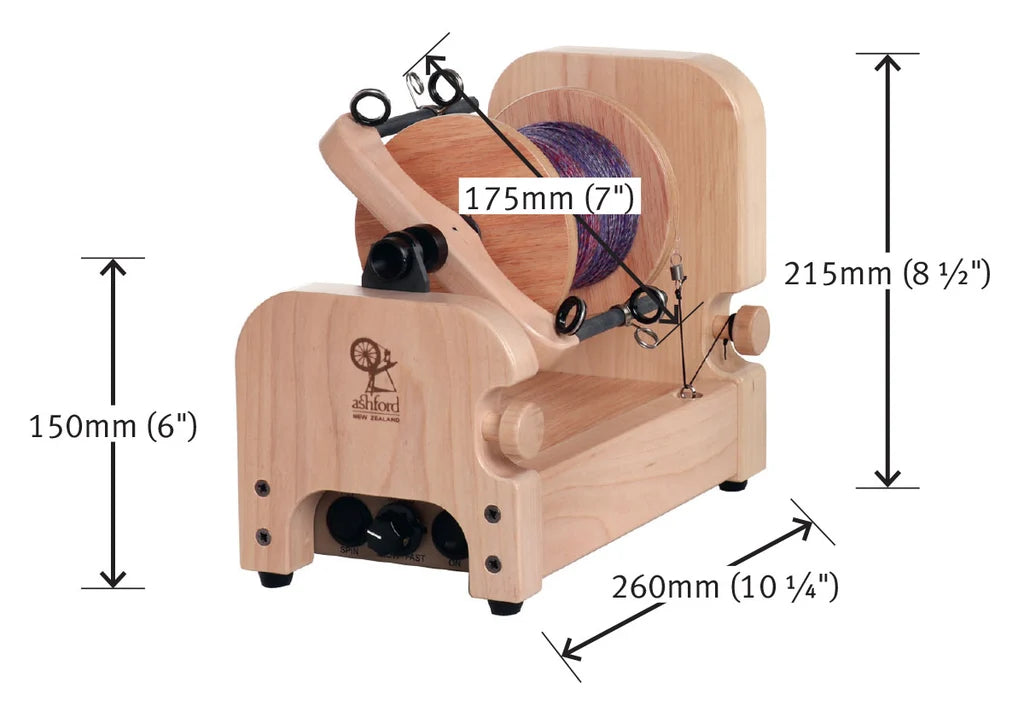 Ashford e-Spinner 3 – Vorderansicht mit Spule