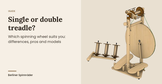 Single or double treadle spinning wheel: Lojan Buddy double treadle wheel with lazy kate